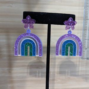 Purple Rainbow Acrylic drop earrings women fashion  Jewelry  Weather Seasons